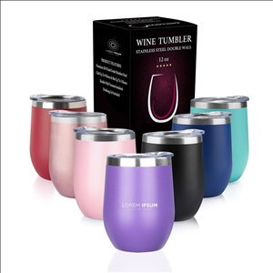 12 ounce Steel insulated wine/whisky tumbler with locking lid and straw